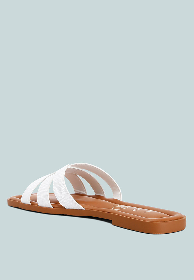 Aura Faux Leather Flat Sandals-2