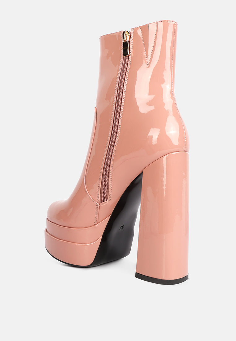 Bander Patent Pu High Heel Platform Ankle Boots-2