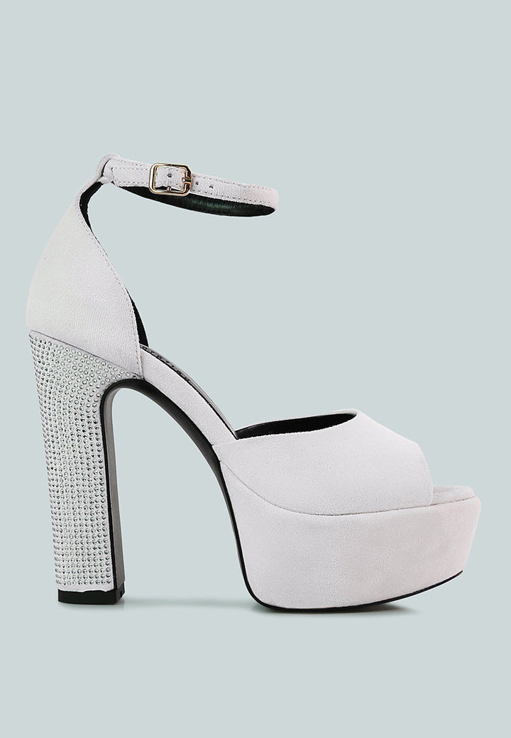 Beaty High Block Heeled Diamante Stud Sandals-0