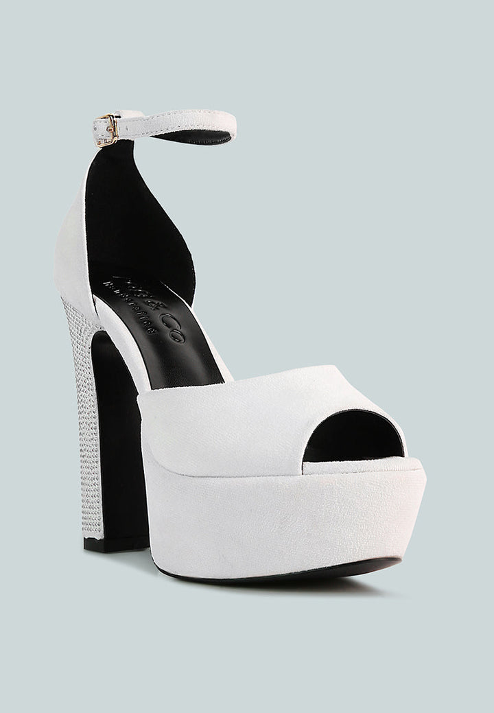 Beaty High Block Heeled Diamante Stud Sandals-1