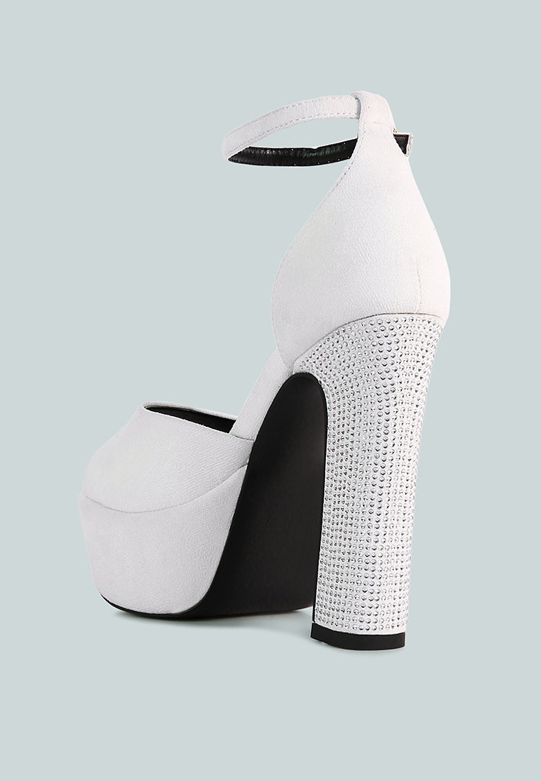 Beaty High Block Heeled Diamante Stud Sandals-2