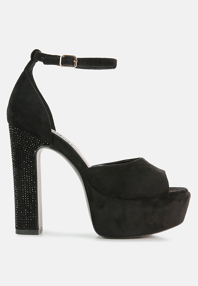 Beaty High Block Heeled Diamante Stud Sandals-6
