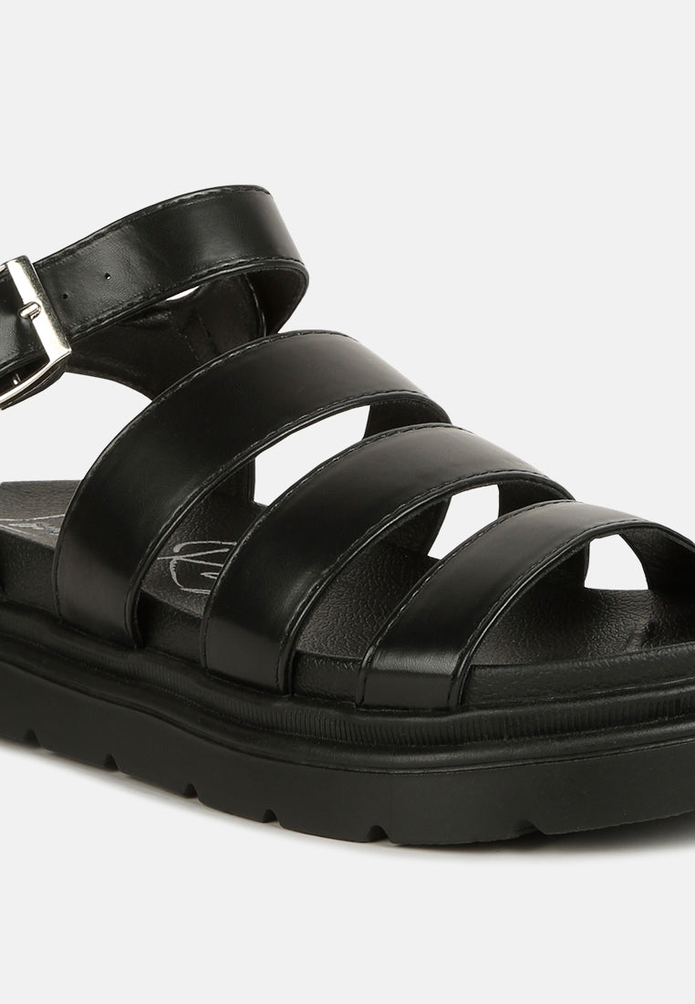 Belcher Faux Leather Gladiator Sandals-3