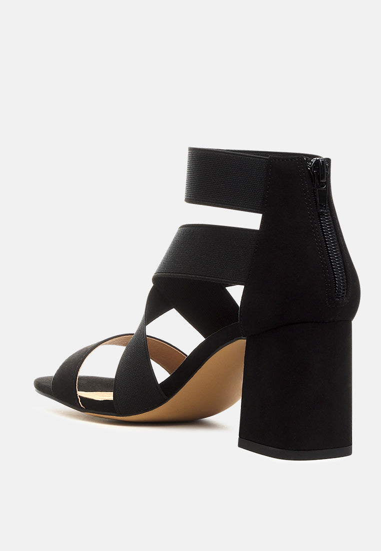 Benicia Elastic Strappy Block Heel Sandals-2