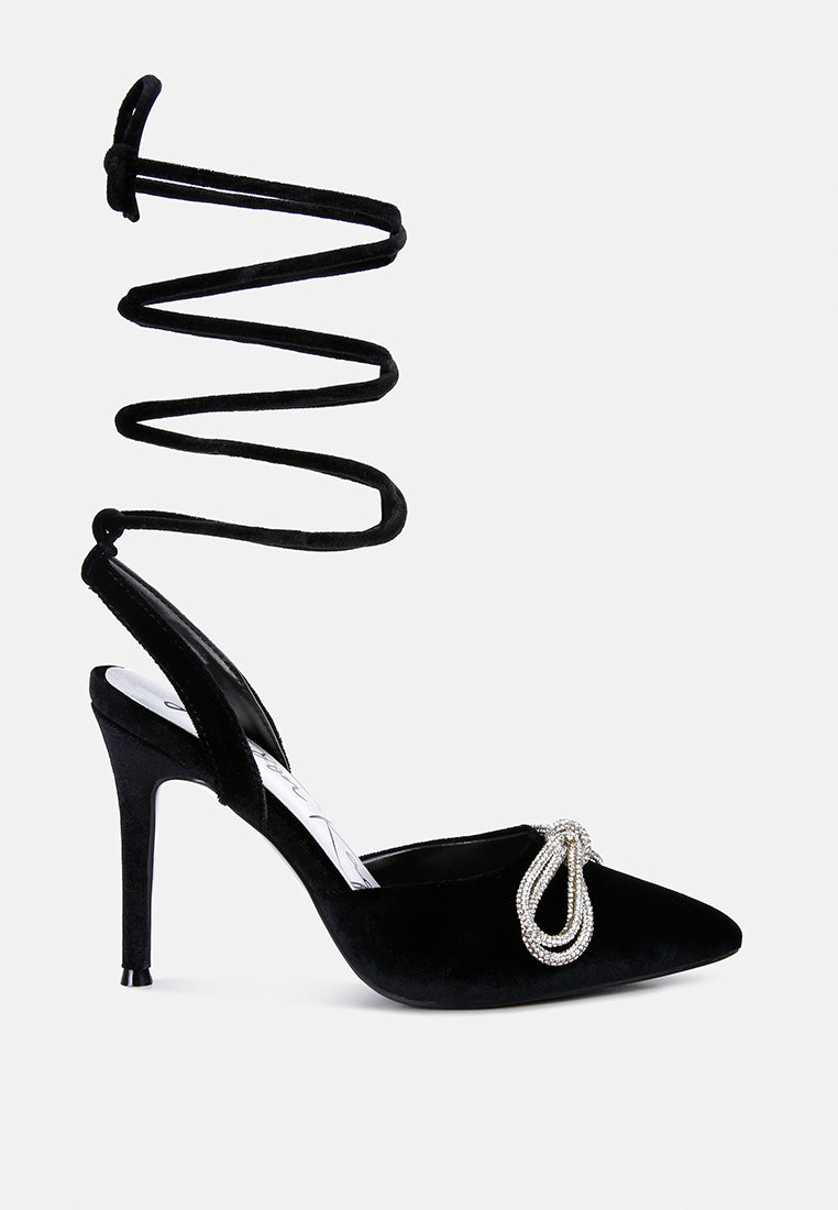 Big Treat Rhinestone Embellished Lace Up Sandals-6