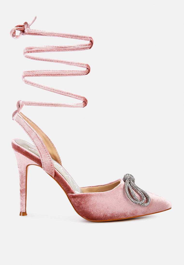 Big Treat Rhinestone Embellished Lace Up Sandals-5