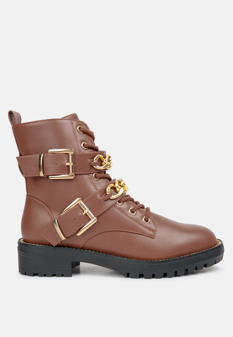Billy Metal Chain Embellished Biker Boots-0