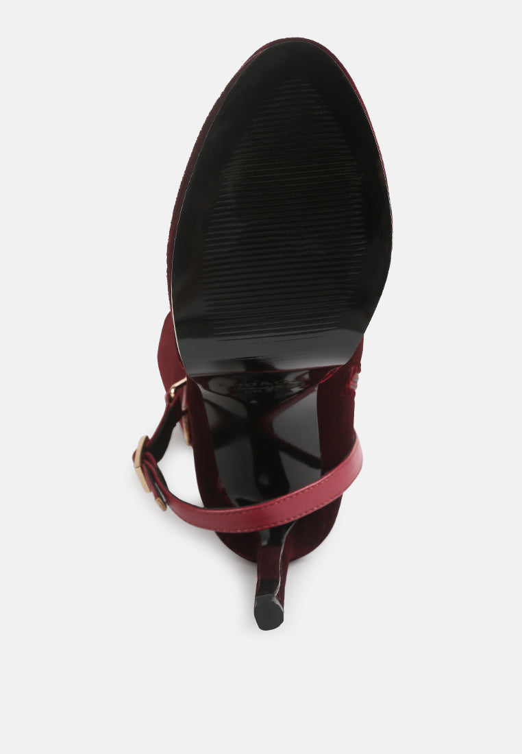 Bison High Heeled Long Velvet Boots-4