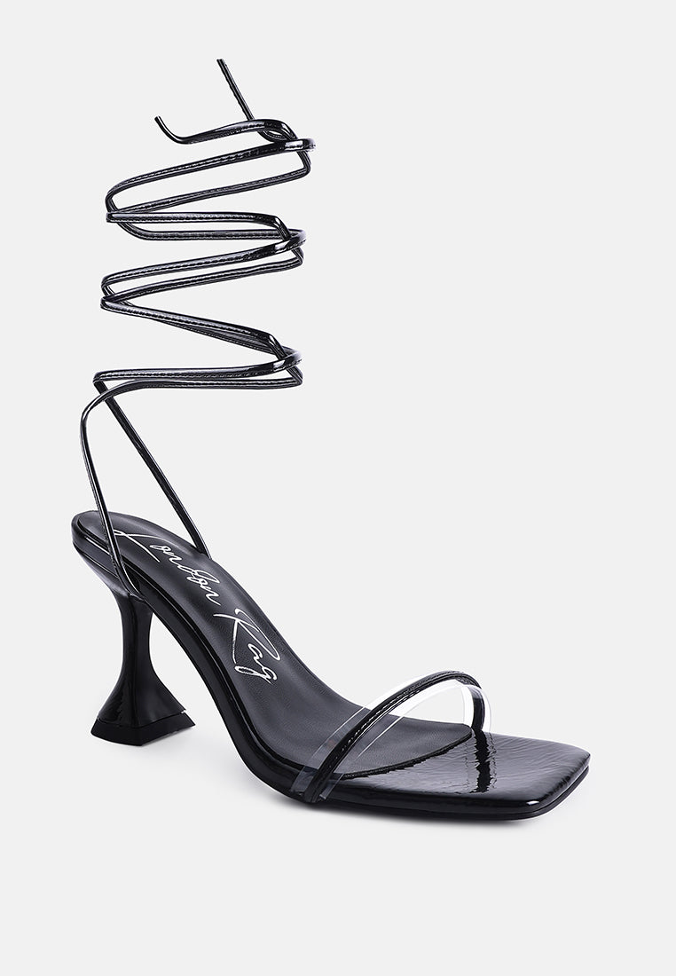 Biten Berry Spool Heel Lace Up Sandals-2