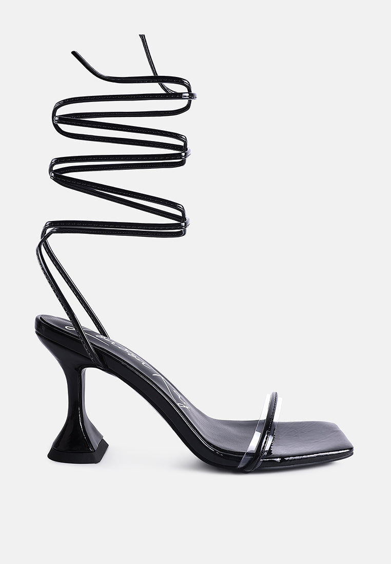 Biten Berry Spool Heel Lace Up Sandals-0