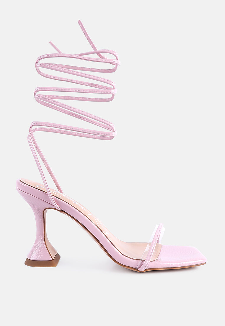 Biten Berry Spool Heel Lace Up Sandals-5