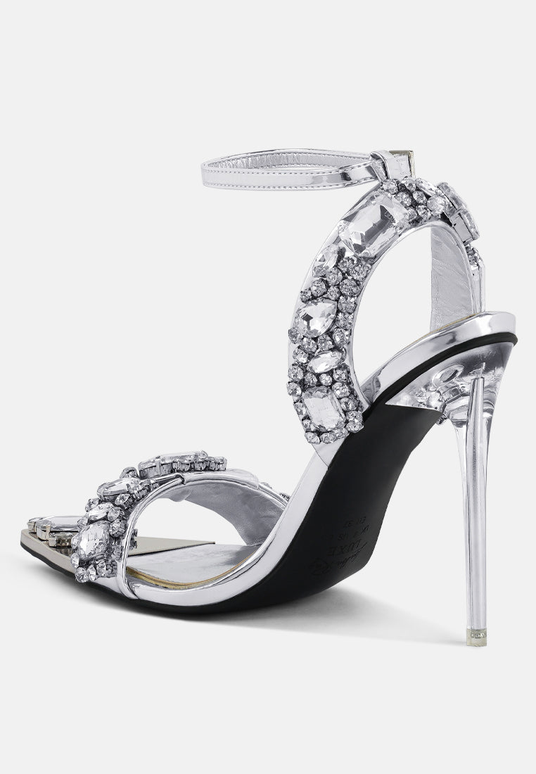 Blingy Diamante Embellished Stiletto Sandals-3
