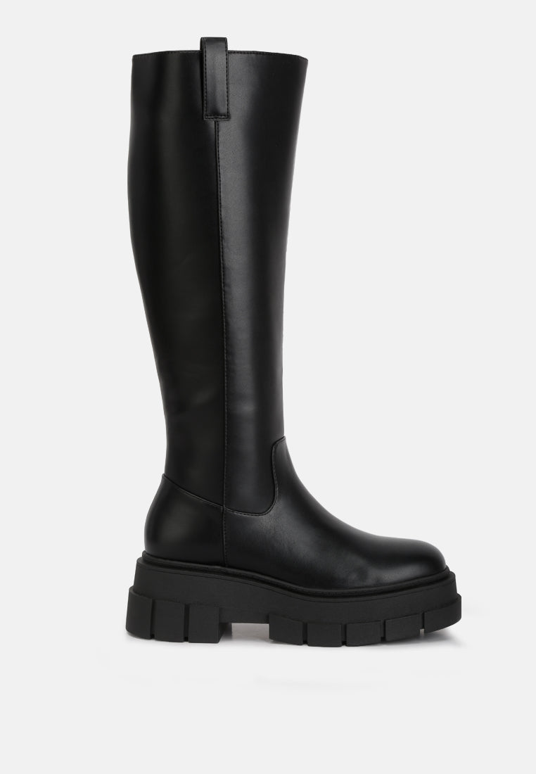 Blume Faux Leather Chunky Platform Knee Length Boots-0