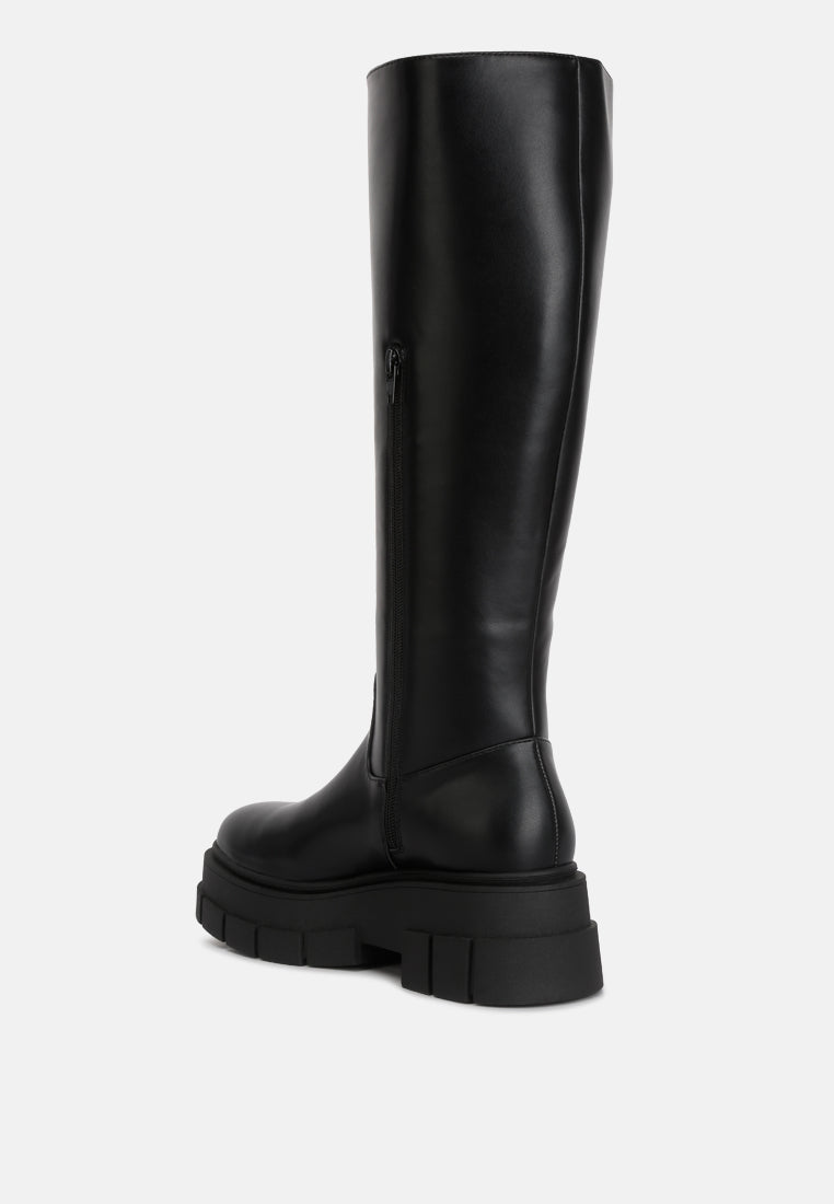 Blume Faux Leather Chunky Platform Knee Length Boots-3