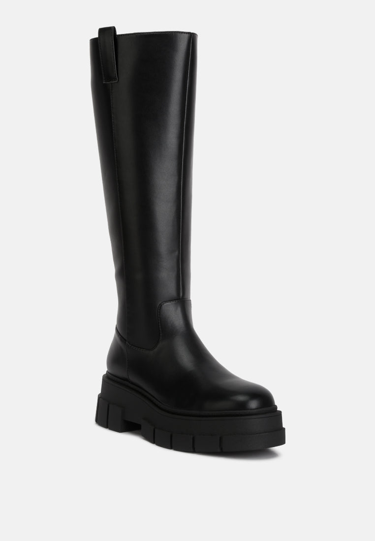 Blume Faux Leather Chunky Platform Knee Length Boots-1