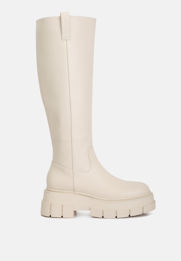 Blume Faux Leather Chunky Platform Knee Length Boots-5
