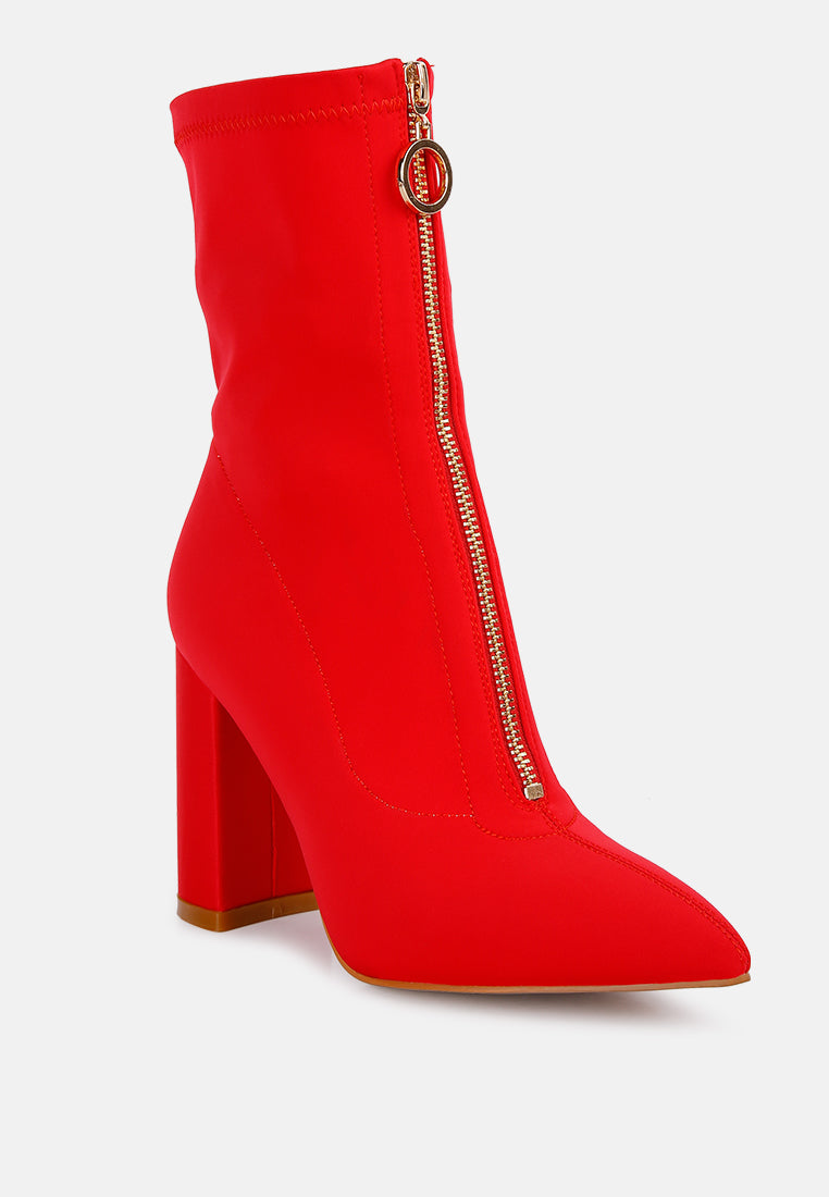 Bobbettes Block Heeled Microfiber Ankle Boot-1