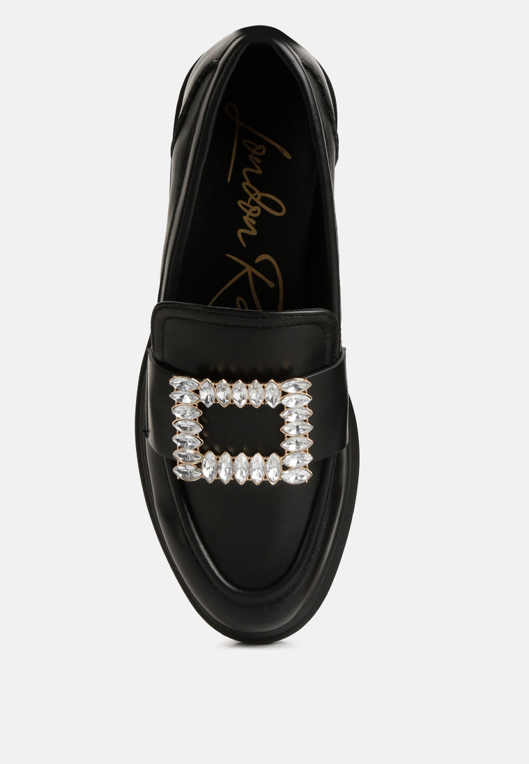 Bossi Faux Leather Loafers With Buckle Embellishment-3