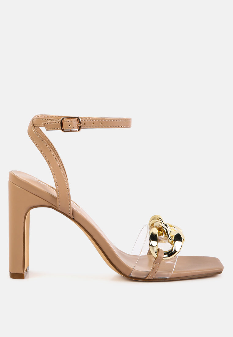 Bottom Kiss Chain Strap Italian Block Heel Sandals-0
