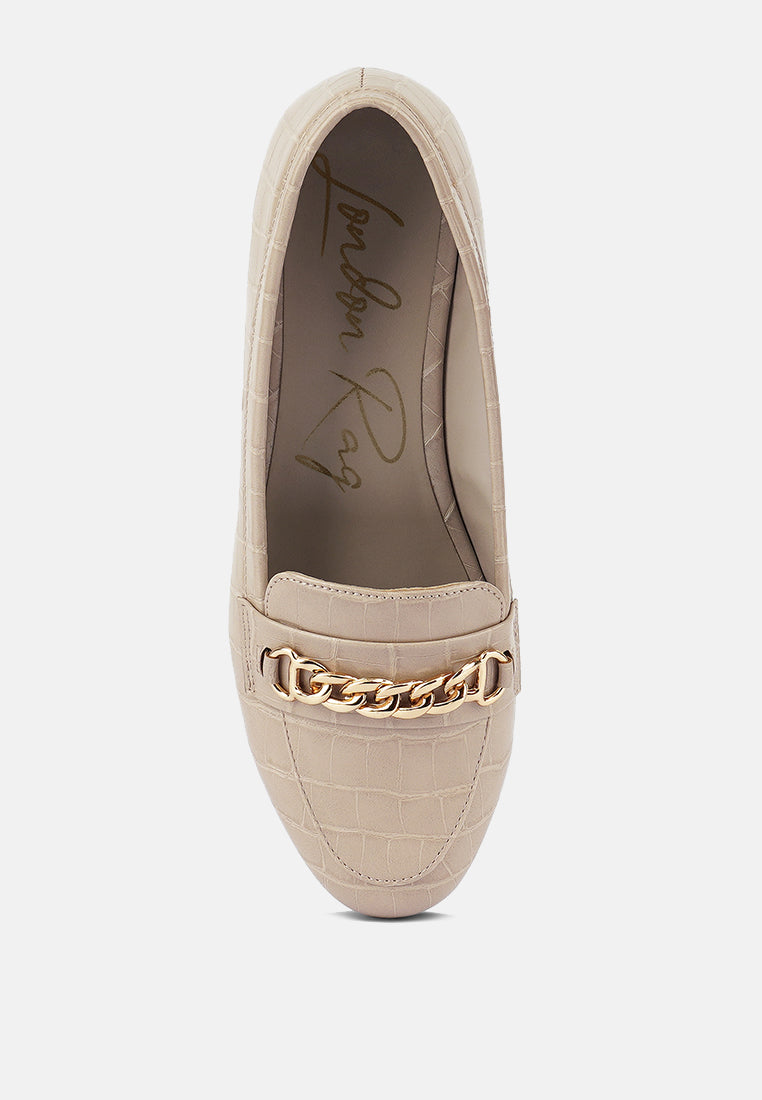 Bro Zone Croc Metail Chain Loafers-3