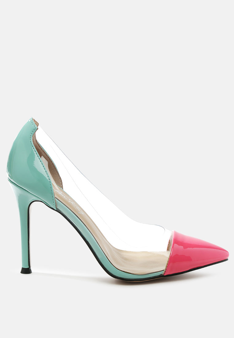Candace Clear Patent Faux Leather Detail Pumps-0