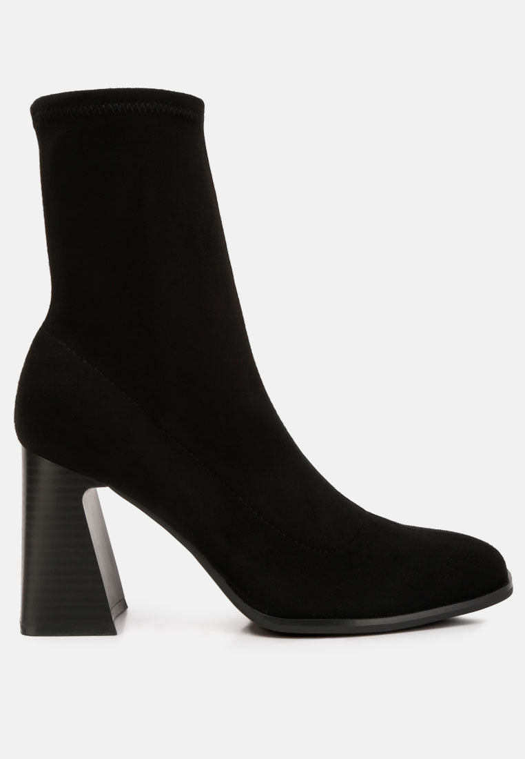 Candid High Ankle Flared Block Heel Boots-5