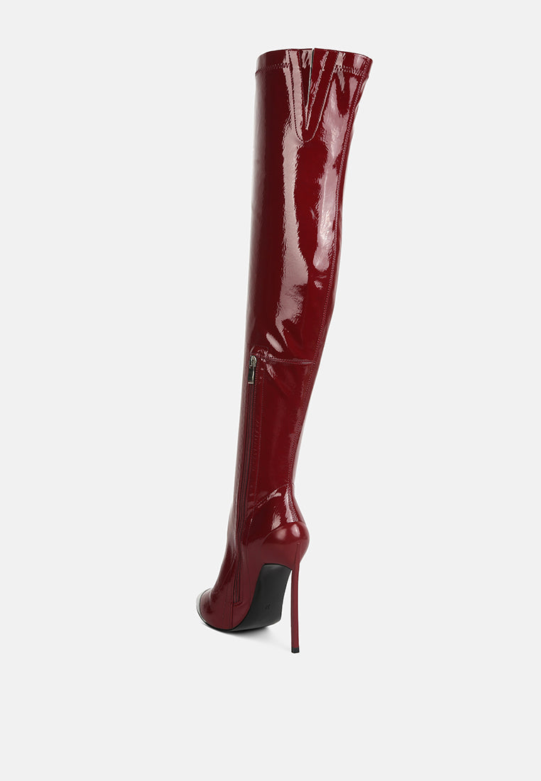 Chimes High Heel Patent Long Boots-2