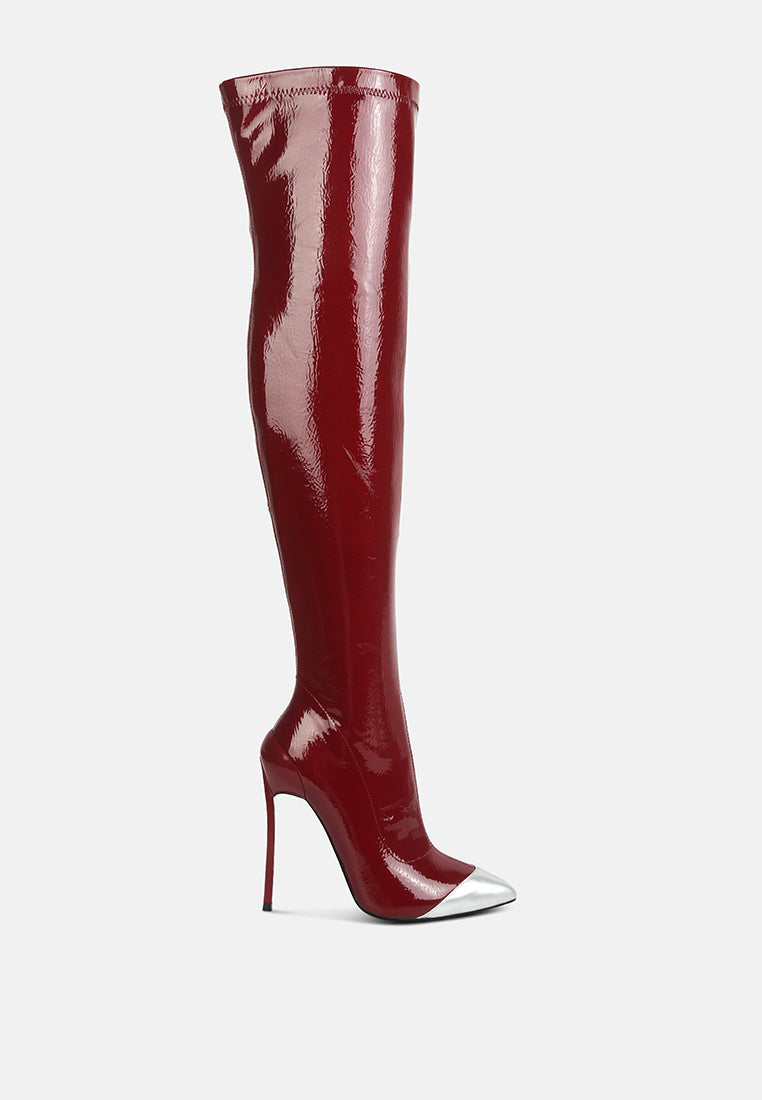 Chimes High Heel Patent Long Boots-0