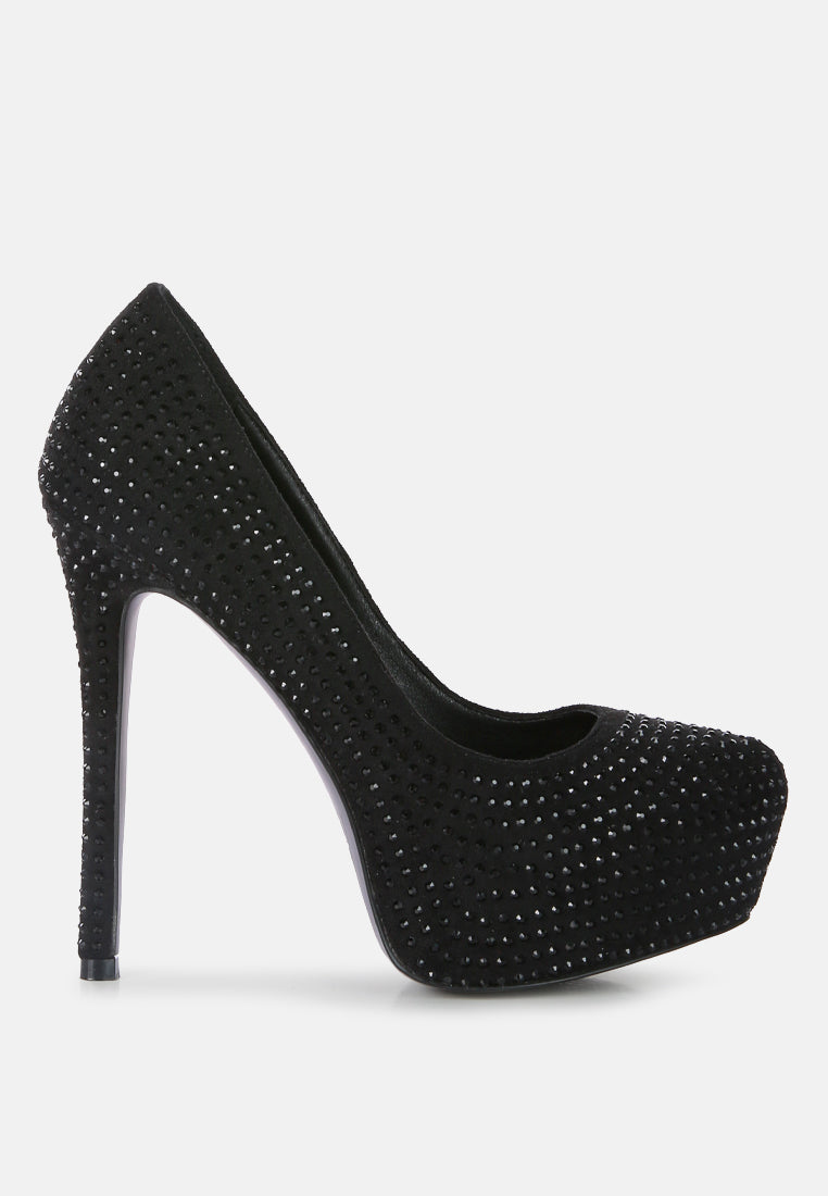 Clarisse Diamante Faux Suede High Heeled Pumps-8