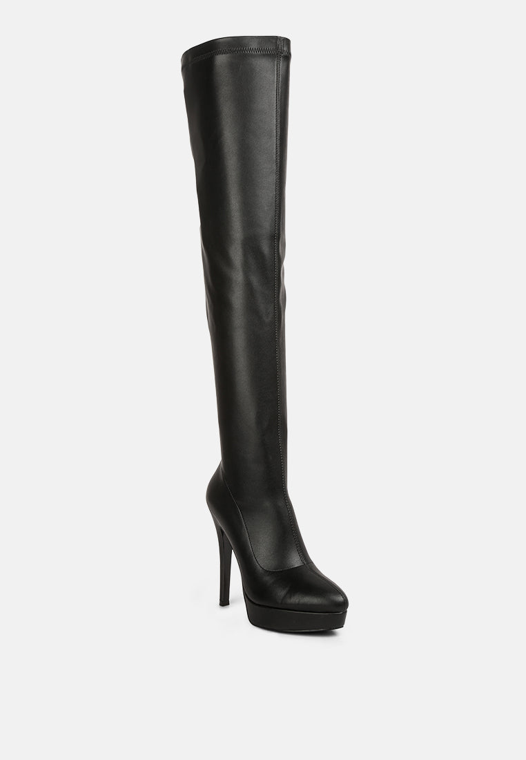 Confetti Stretch Pu High Heel Long Boots-3