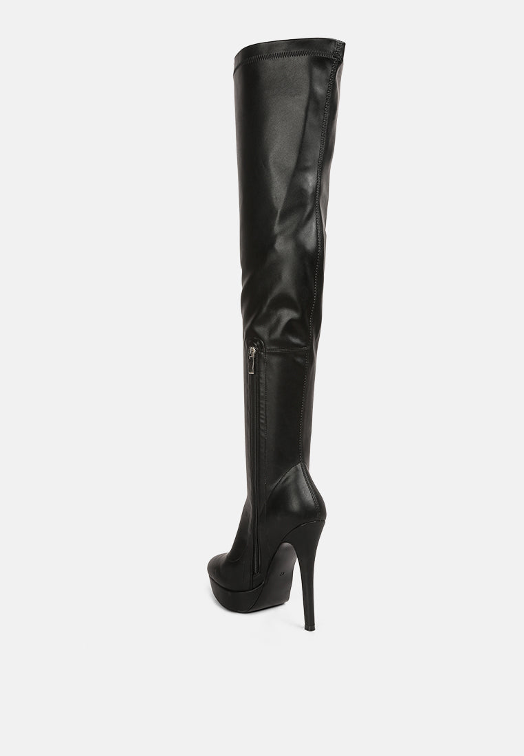 Confetti Stretch Pu High Heel Long Boots-4
