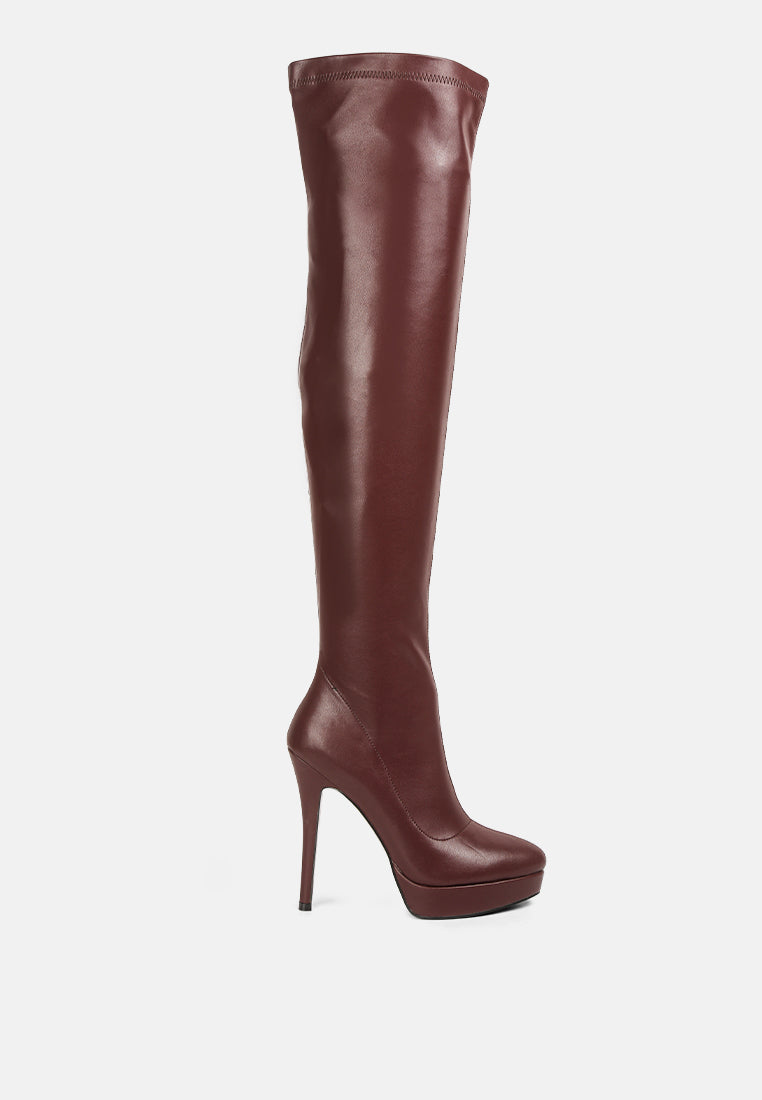 Confetti Stretch Pu High Heel Long Boots-5
