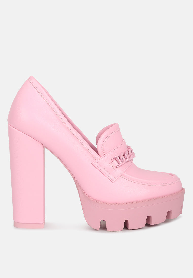 Corinne Chain Embellished Chunky Loafers-5