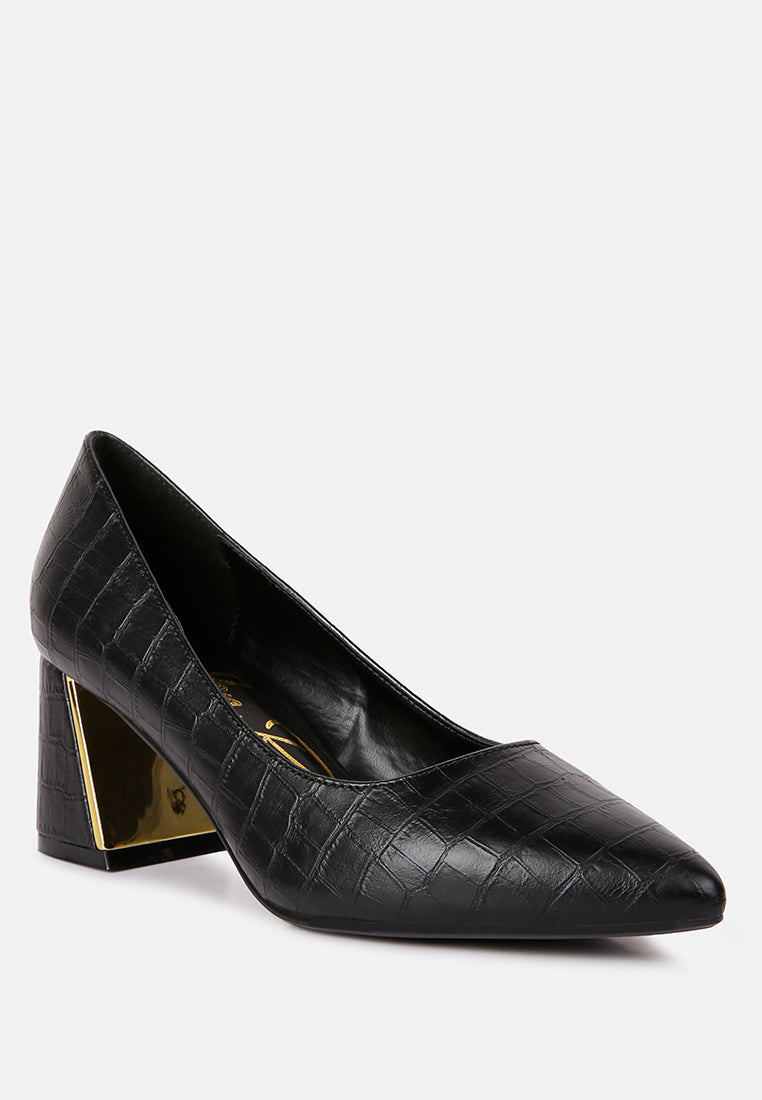 Emersyn Croc Block Heel Pump Shoes-1