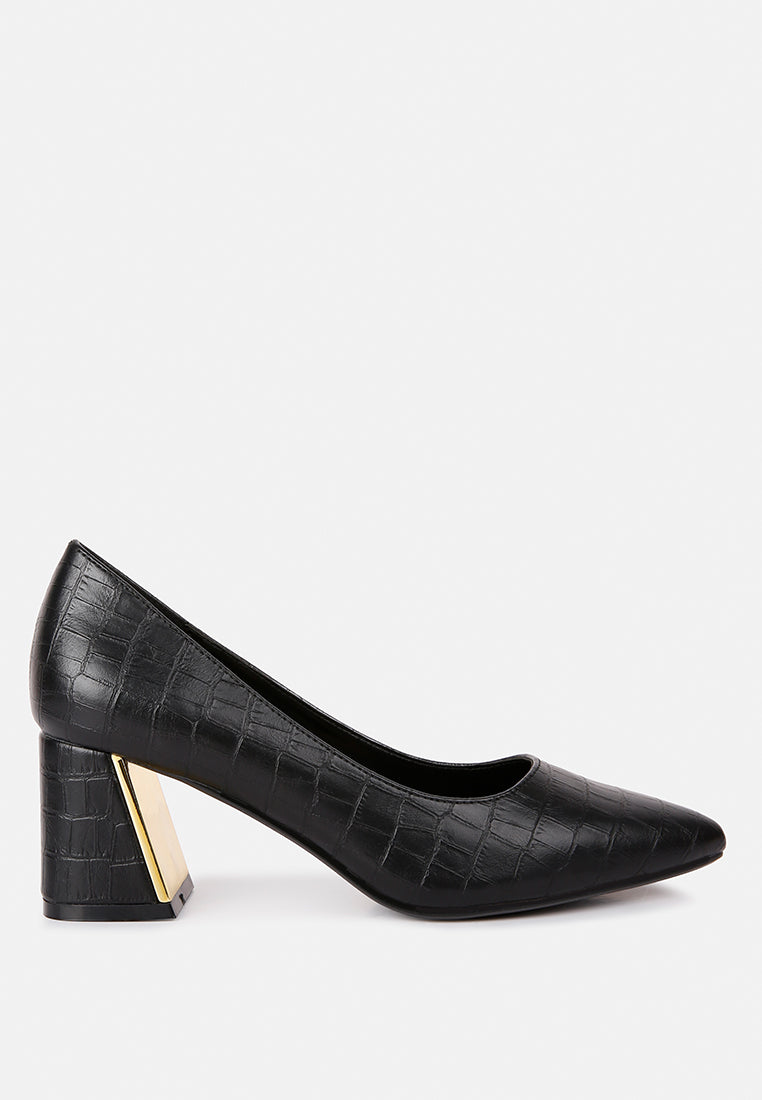 Emersyn Croc Block Heel Pump Shoes-0
