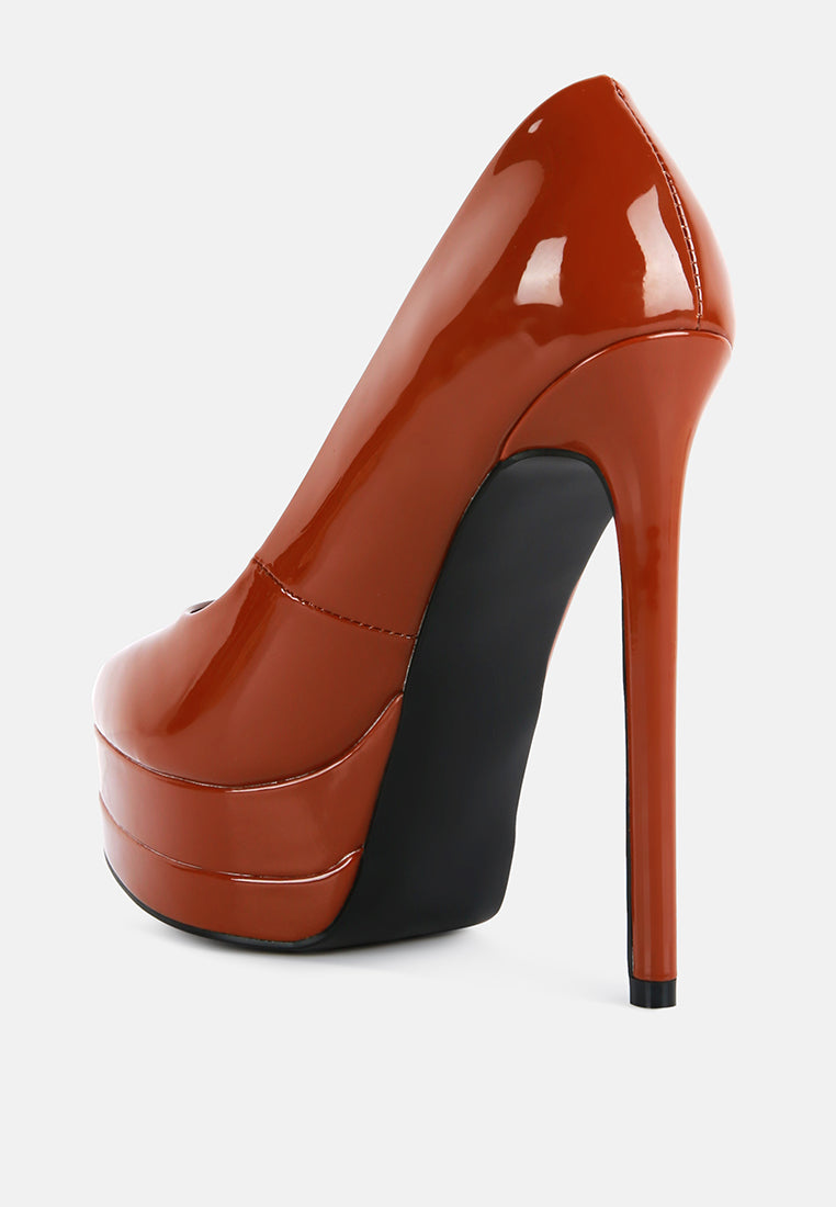 Cuddles Patent Faux Leather Platform Stiletto Pumps-2