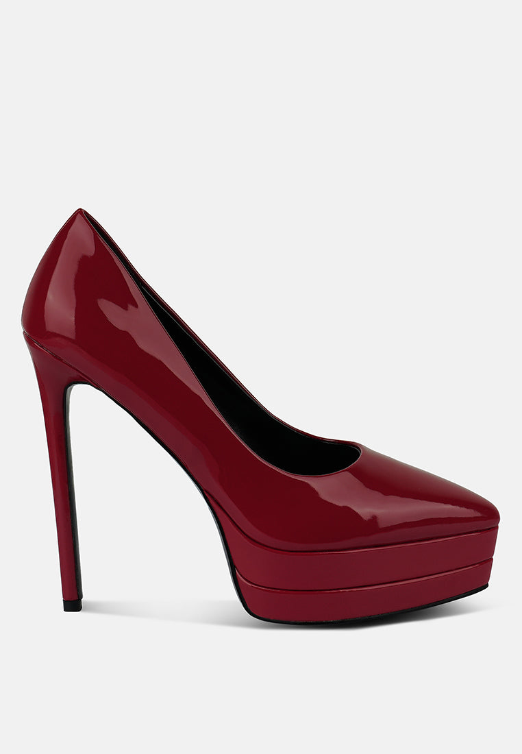 Cuddles Patent Faux Leather Platform Stiletto Pumps-5