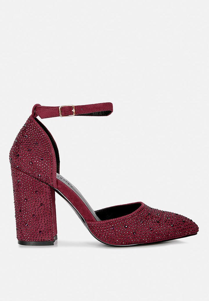 Culver Microfiber Diamante Block Heeled Sandal-5