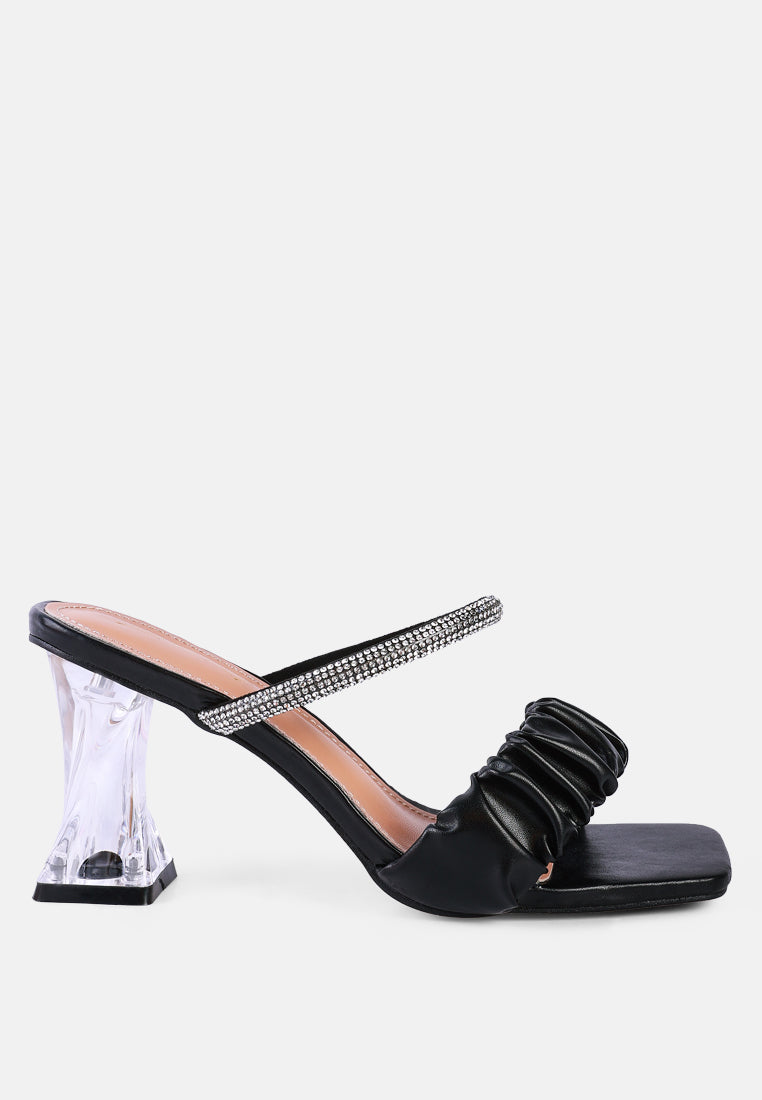 Date Look Clear Heel Rhinestone Sandals-6