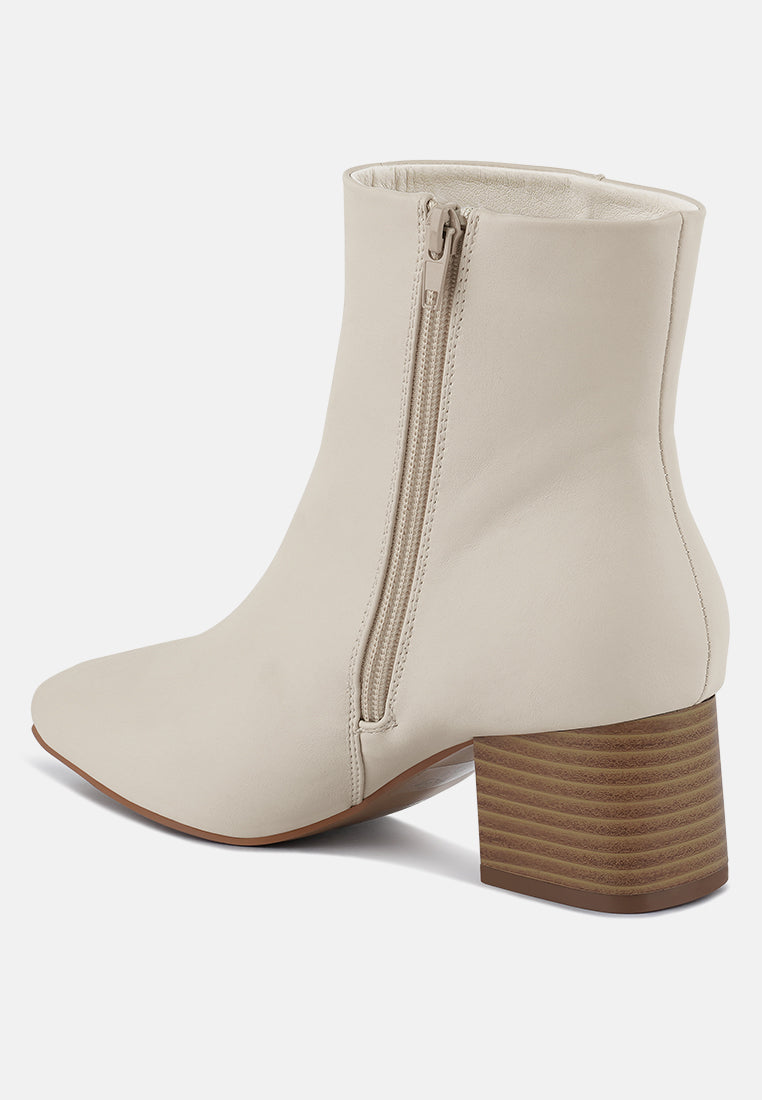 Davia Leather Square Toe Ankle Boots-3