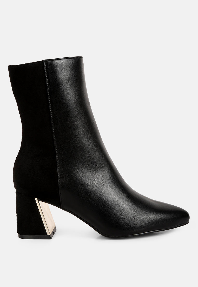 Desire Suede Back Panel High Ankle Boots-5
