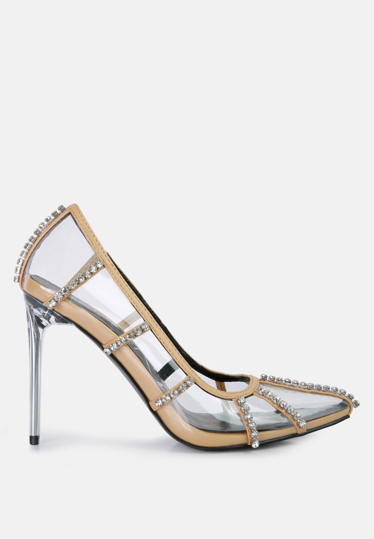 Lovelace Diamante Clear Stiletto Heel Pumps-5