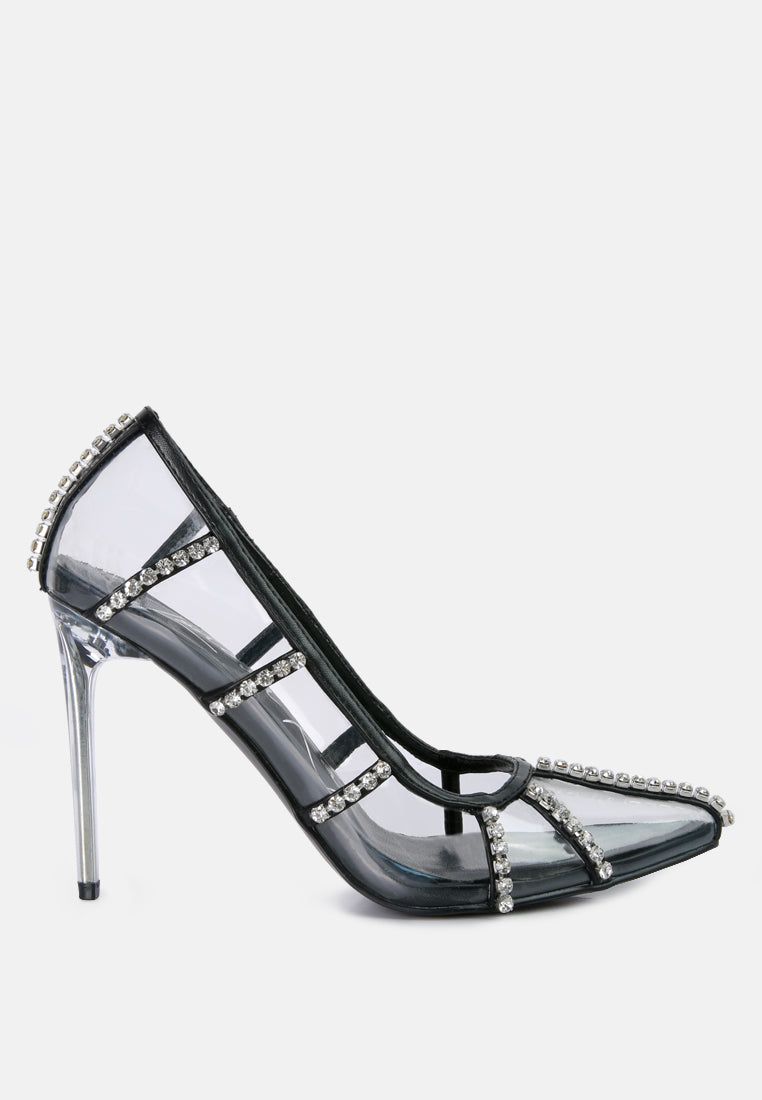 Lovelace Diamante Clear Stiletto Heel Pumps-6