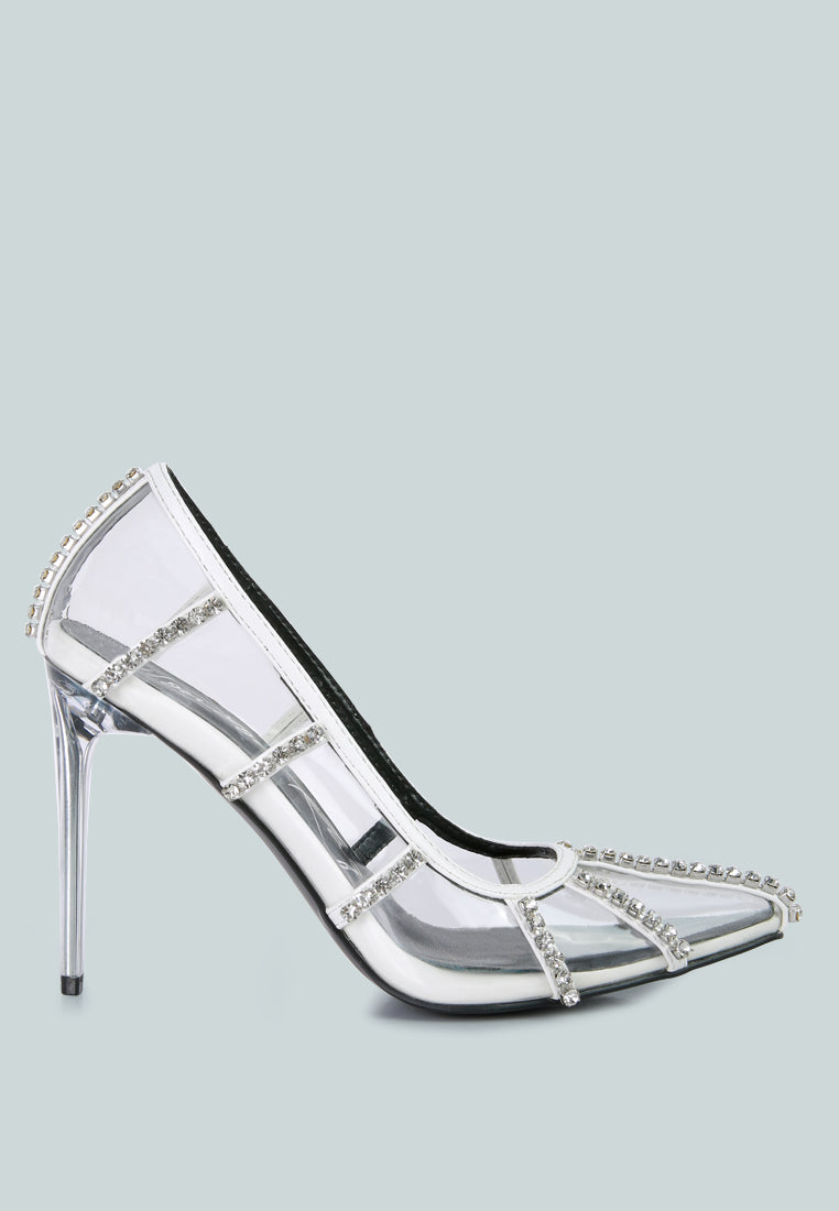 Lovelace Diamante Clear Stiletto Heel Pumps-0
