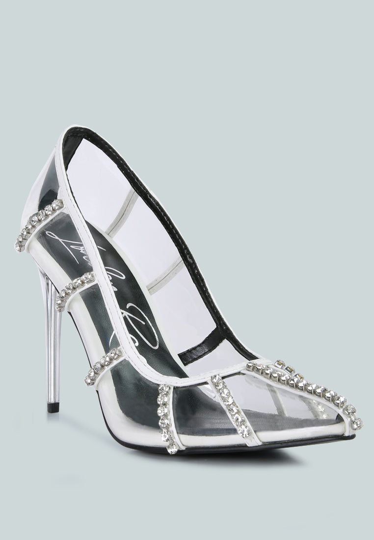 Lovelace Diamante Clear Stiletto Heel Pumps-1