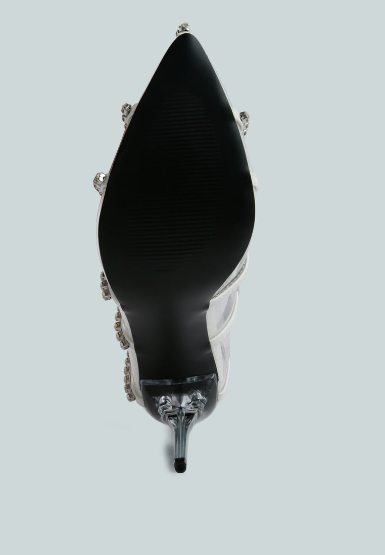 Lovelace Diamante Clear Stiletto Heel Pumps-4