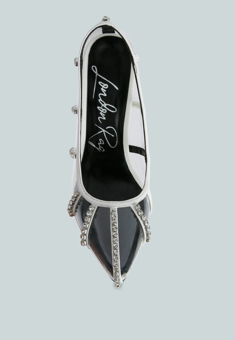 Lovelace Diamante Clear Stiletto Heel Pumps-3