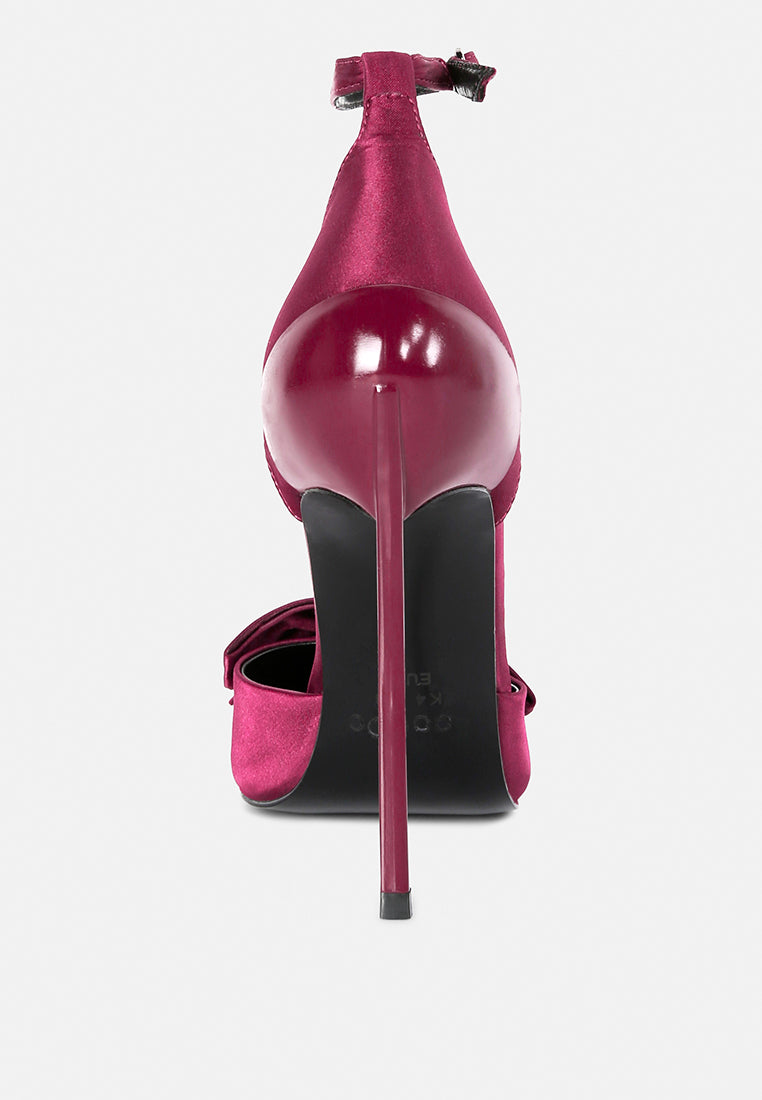 Dingles High Heeled Satin Bow Sandals-4