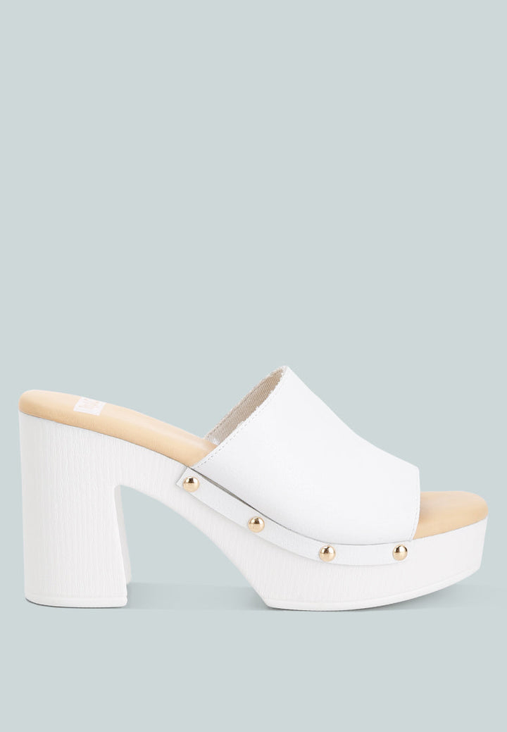 Drew Recycled Leather Block Heel Clogs-0