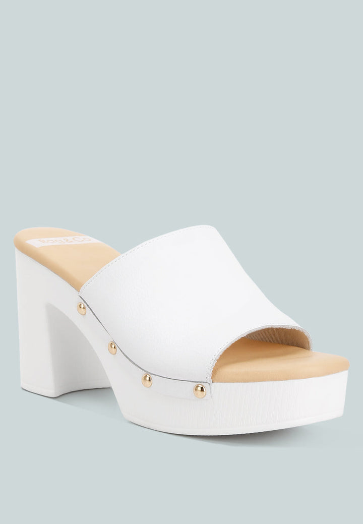 Drew Recycled Leather Block Heel Clogs-1